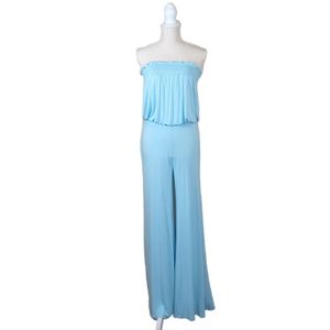 Light Blue Strapless Jumpsuit - Small